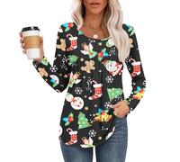 MOLERANI Camicie da Donna Scollo Rotondo Top Casual da Donna a Manica Lunga con Pieghe Frontali Angelo Anziano M