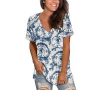 MOLERANI Maglietta da Donna Manica Corta con Scollo a V Estiva Larga Basic con Tasca