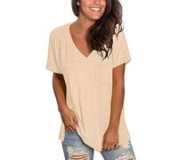 MOLERANI Magliette da Donna Magliette Leggere a Maniche Corte Magliette Basic con Scollo a V per Teenager Albicocca XL