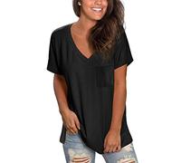 MOLERANI Magliette Magliette Casual estive da Donna Top a Tunica Manica Corta Magliette Basic Nero M