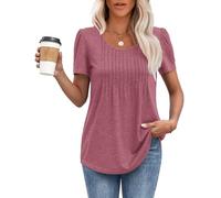 MOLERANI T-Shirt da Donna Top a Maniche Corte T-Shirt Morbida con Scollo Rotondo Top Estivi Casual e Allentati Rosa 2XL
