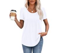 MOLERANI T-Shirt da Donna Top a Maniche Corte T-Shirt Morbida con Scollo Rotondo Top Estivi Casual e Allentati Bianco M