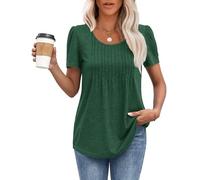 MOLERANI T-Shirt da Donna Top a Maniche Corte T-Shirt Morbida con Scollo Rotondo Top Estivi Casual e Allentati Verde M