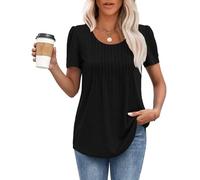 MOLERANI T-Shirt da Donna Top a Maniche Corte T-Shirt Morbida con Scollo Rotondo Top Estivi Casual e Allentati Nero XL