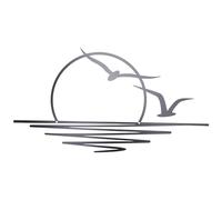 MOLERRI Arte da Parete in Metallo con, Decorazione da Parete con Sole e Gabbiani, Decorazione da Parete in Metallo, Decorazione per la Casa con Tramonto Astratto, Artistica Minimalista 30x1