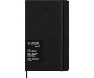 Moleskine Agenda Digitale Settimanale 2027, Smart Planner 12 Mesi Con Copertina Rigida e Chiusura Elastica, Formato Large 13x21 cm, Colore Nero