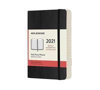 Moleskine Agenda Giornaliera 12 Mesi 2021, Daily Planner 2021, Copertina Morbida e Chiusura ad Elastico, Formato Pocket 9 x 14 cm, Colore Nero, 400 Pagine