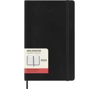 Moleskine Agenda Giornaliera 12 Mesi 2024, Agenda 2024, Formato Large 13x21, Copertina Morbida e Chiusura Elastica, Colore Nero