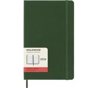 Moleskine Agenda Giornaliera 12 Mesi 2024, Agenda 2024, Formato Large 13x21, Copertina Rigida e Chiusura Elastica, Colore Verde Mirto