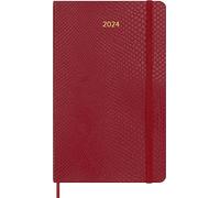 Moleskine Agenda Precious and Ethical Settimanale 12 Mesi 2024 con Confezione, Agenda 2024, Copertina Morbida Vegana Effetto Pitone e Chiusura Elastica, Formato Large 13x21, Colore Rosso