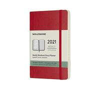Moleskine - Agenda Settimanale 2021, Agenda Settimanale 12 Mesi, Weekly Planner e Notebook, Copertina Morbida, Formato Pocket 9 x 14 cm, Colore Rosso Scarlatto, 144 Pagine
