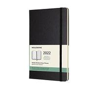 Moleskine, Agenda Settimanale 2022, Agenda Settimanale 12 Mesi, Weekly Planner e Notebook, Copertina Rigida, Formato Large 13 x 21 cm, Colore Nero, 144 Pagine