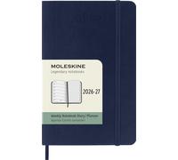Moleskine 18 Monate Wochen Notizkalender 2026/2027, Pocket/A6, 1 Wo = 1 Seite, rechts linierte Seite, Weicher Einband, Saphir