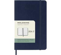 Moleskine 18 Monate Wochen Notizkalender 2026/2027, Pocket/A6, 1 Wo = 1 Seite, rechts linierte Seite, Weicher Einband, Saphir
