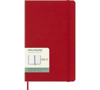 Moleskine 18 Monate Wochen Notizkalender 2026/2027, L/A5, 1 Wo = 1 Seite, Rechts linierte Seite, Fester Einband, Scharlachrot