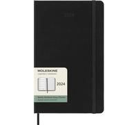 Moleskine Agenda Settimanale con Spazio per Note 12 Mesi 2024, Agenda 2024, Formato Large 13x21, Copertina Rigida e Chiusura Elastica, Colore Nero