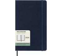 Moleskine Agenda Settimanale con Spazio per Note 12 Mesi 2024, Agenda 2024, Formato Large 13x21, Copertina Rigida e Chiusura Elastica, Colore Blu Zaffiro