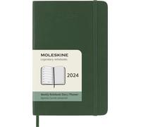 Moleskine Agenda Settimanale con Spazio per Note 12 Mesi 2024, Agenda 2024, Formato Pocket 9x14, Copertina Morbida e Chiusura Elastica, Colore Verde Mirto
