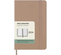 Moleskine Agenda Settimanale con Spazio per Note 12 Mesi 2024, Agenda 2024, Formato Pocket 9x14, Copertina Rigida e Chiusura Elastica, Colore Marrone Sabbia