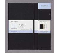 Moleskine Collezione Art Kit per Schizzi Taccuino per Schizzi Large e Set di Matite da Disegno, Nero, Large