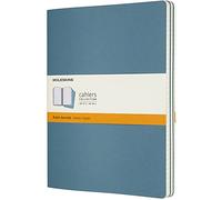 Moleskine Cahier - Diari extra large, 19,1 x 25,4 cm, a righe, 120 pagine, colore: blu, set di 3 diari