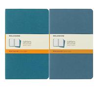 Moleskine Cahier Journal, Set 3 Notebooks with Ruled Pages, Cardboard Cover with Visible Cotton Stiching, Colour Brisk Blue, Large 13 x 21 cm, 80 Pages (Confezione da 2)