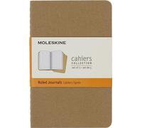 Moleskine Cahier Journal, Set 3 Quaderni con Pagina a Righe, Copertina in Cartoncino e Cucitura a Vista, Colore Marrone Avana, Dimensione Pocket 9 x 14 cm, 64 Pagine