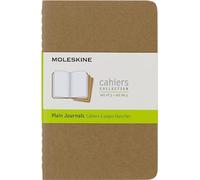 Moleskine Cahier Journal, Set 3 Quaderni con Pagine Bianche, Copertina in Cartoncino con Cucitura in Cotone Visibile, Colore Marrone, Formato Pocket 9 x 14 cm