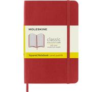 Moleskine Classic Notebook, Taccuino a Quadretti, Copertina Morbida e Chiusura ad Elastico, Formato Pocket 9 x 14 cm, Colore Rosso Scarlatto, 192 Pagine