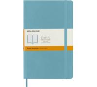 Moleskine Classic Notebook, Taccuino a Righe, Copertina Morbida e Chiusura ad Elastico, Formato Large 13 x 21 cm, Colore Azzurro Blu Reef, 192 Pagine