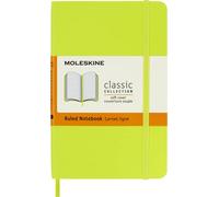 Moleskine Classic Notebook, Taccuino a Righe, Copertina Morbida e Chiusura Elastica, Formato Pocket 9 x 14 cm, Colore Verde Limone, 192 Pagine