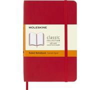 Moleskine Classic Notebook, Taccuino a Righe, Copertina Morbida e Chiusura Elastica, Formato Pocket 9 x 14 cm, Colore Rosso Scarlatto, 192 Pagine