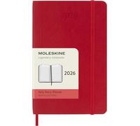 Moleskine 12 Monate Tageskalender 2026, Pocket/A6, 1 Tag = 1 Seite, Weicher Einband, Scharlachrot