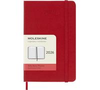 Moleskine Daily Planner, Agenda Giornaliera 2026 12 Mesi, Con Copertina Rigida e Chiusura Elastica, Formato Pocket 9 x 14 cm, Colore Rosso