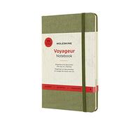 Moleskine Medium Size 11.5 x 18 cm Voyageur Notebook, Travel Diary, Notebook for Organising Journeys, Travel Planner with Fabric Hard Cover, Colour Elm Green, 208 Pages