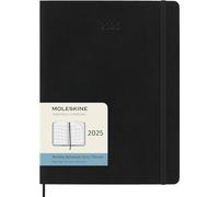 Moleskine Monthly Planner, Agenda Mensile 12 Mesi 2025, Copertina Morbida e Chiusura Elastica, Colore Nero, Formato Extra Large 19x25 cm