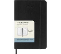 Moleskine 12 Monate Monatsnotizkalender 2026, P/A6, 1 Mo = 2 Seiten, Linierte Seiten Weicher Einband, Schwarz