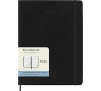 Moleskine 12 Monate Monatsnotizkalender 2026, Large/A5, 1 Mo = 2 Seiten, Linierte Seiten, Weicher Einband, Schwarz