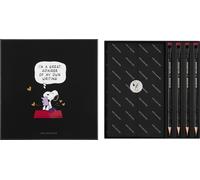 Moleskine Peanuts thematische Box limitierte Ausgabe, Snoopy Notizbuch L/A5, liniert, fester Einband, schwarz, Blackwing Snoopy Graphitstifte (4x)