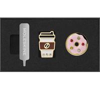 Moleskine Pins tema Paesi, Set Pins Coffee Cup e Ciambella, US East Coast, per Taccuini e Agende, Accessori Decorativi e Idea Regalo