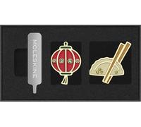 Moleskine Pins tema Paesi, Set Pins Lanterna e Raviolo, Cina, per Taccuini e Agende, Accessori Decorativi e Idea Regalo