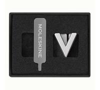 Moleskine Pin per Taccuino o Agenda Lettera V, Spilla Lettere, Personalizza la Chiusura con Elastico, Idee Regalo Personalizzato, Colore Argento