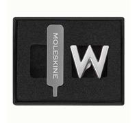 Moleskine Pin per Taccuino o Agenda Lettera W, Spilla Lettere, Personalizza la Chiusura con Elastico, Idee Regalo Personalizzato, Colore Argento
