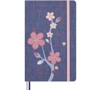 Moleskine Taccuino Sakura, Taccuino con Pagine Bianche, Copertina Rigida in Tessuto e Chiusura Elastica, con Biglietto di Auguri e Adesivi a Tema, Formato Large 13 x 21 cm