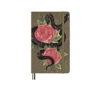 Moleskine Taccuino Anno del Serpente, Taccuino a Righe con Copertina Rigida In Tessuto e Chiusura Elastica, Collezione Anno del Serpente, Design Fiori, Formato Large 13 x 21 cm