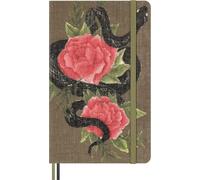 Moleskine Taccuino Anno del Serpente, Taccuino a Righe con Copertina Rigida In Tessuto e Chiusura Elastica, Collezione Anno del Serpente, Design Fiori, Formato Large 13 x 21 cm