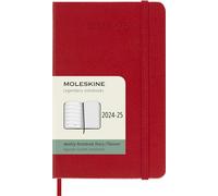 Moleskine Weekly Planner 2024-2025, Agenda Settimanale 18 Mesi 2025 Con Spazio Per Note, Con Copertina Rigida e Chiusura Elastica, Formato Pocket 9 x 14 cm, Colore Rosso Scarlatto