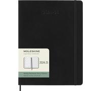 Moleskine Weekly Planner 2024-2025, Agenda Settimanale 18 Mesi 2025 Con Spazio Per Note, Con Copertina Morbida e Chiusura Elastica, Formato XL 19 x 25 cm, Colore Nero