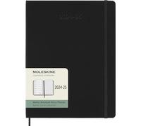 Moleskine Weekly Planner 2024-2025, Agenda Settimanale 18 Mesi 2025 Con Spazio Per Note, Con Copertina Rigida e Chiusura Elastica, Formato Extra Large 19 x 25 cm, Colore Nero