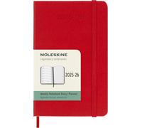 Moleskine Weekly Planner 2025-2026, Agenda Settimanale 18 Mesi Con Spazio per Note, Copertina Rigida e Chiusura Elastica, Formato Pocket 9 x 14 cm, Colore Rosso Scarlatto
